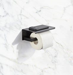 Milacio Держатель туалетной бумаги Ultra MCU.953.MB с полкой черный матовый – фотография-3